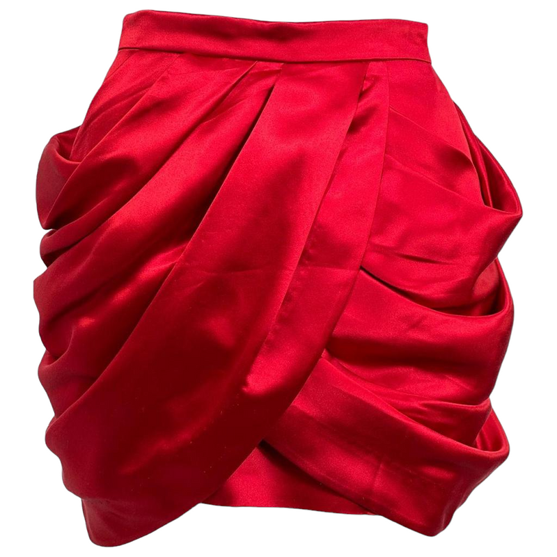 Red Pure Silk Skirt Size 34