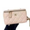 Vanity Case With Chain Small Caviar Quilted Light Beige LGHW
