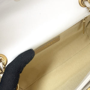 Enchained Flap Small Calfskin Quilted White GHW
