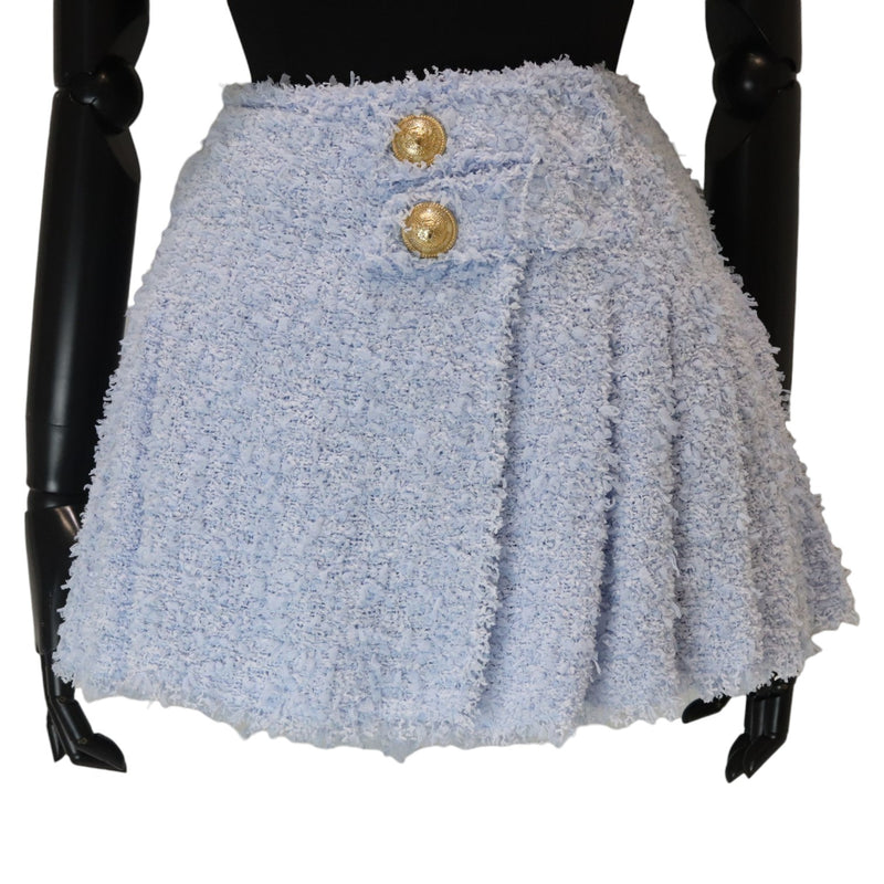 Tweed Mini Skirt Baby Blue Size 38