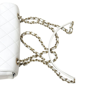 Enchained Flap Small Calfskin Quilted White GHW