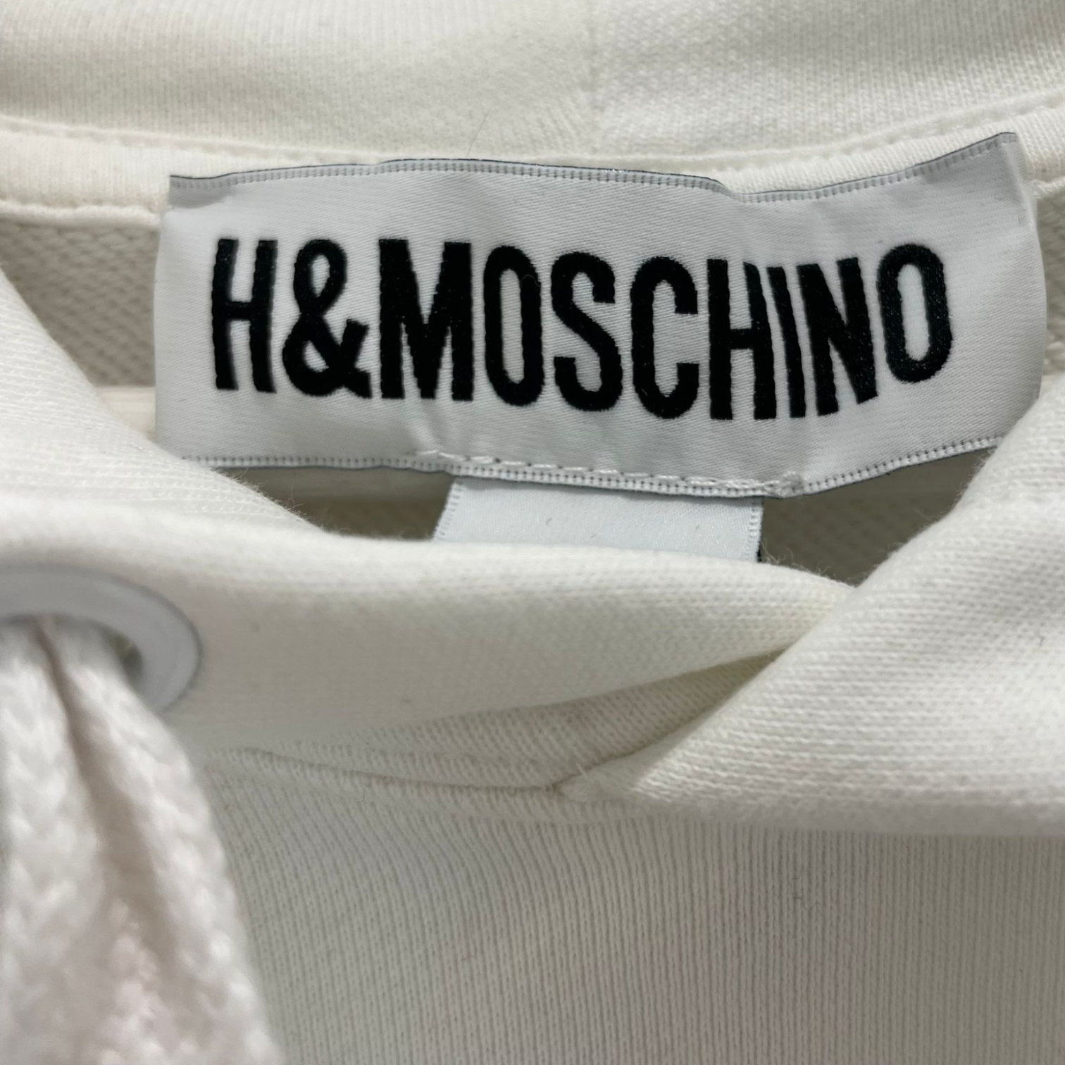 Moschino H M X MTV White Logo Hooded Sweatshirt Size Medium Bag Religion