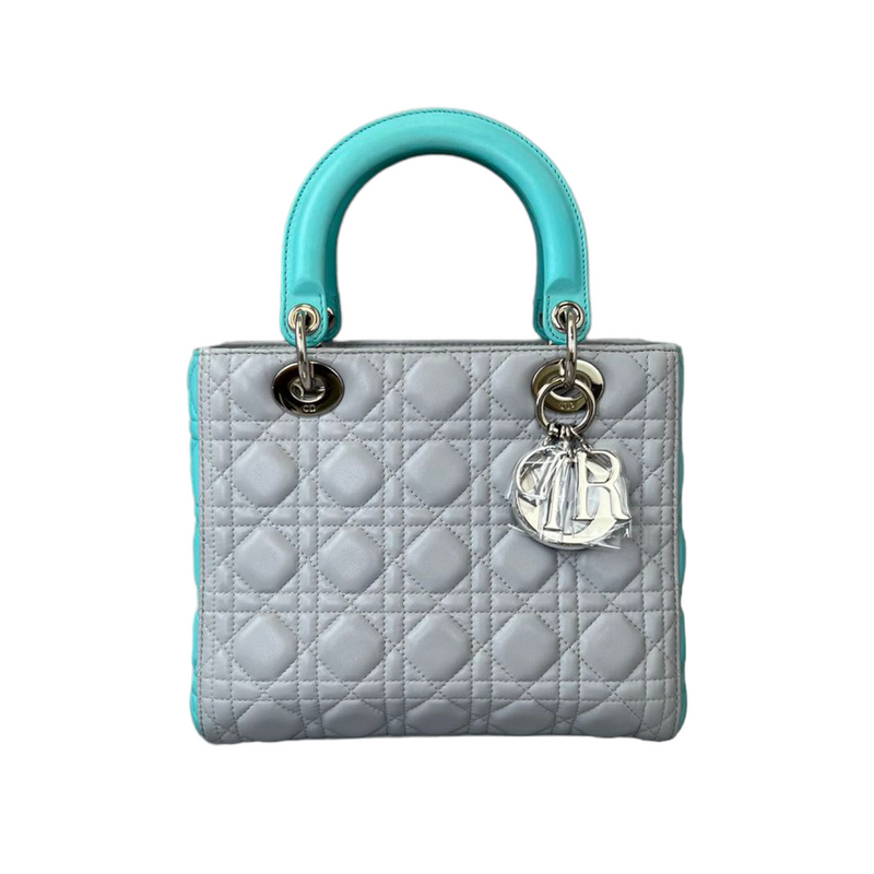 Medium Lady Dior Duo Tone Grey Blue SHW