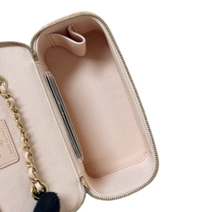 Vanity Case With Chain Small Caviar Quilted Light Beige LGHW