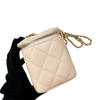Vanity Case With Chain Small Caviar Quilted Light Beige LGHW
