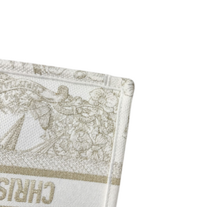 Reve d'Infini Book Tote Small Canvas White Gold