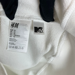 H&M X MTV White Logo Hooded Sweatshirt Size Medium