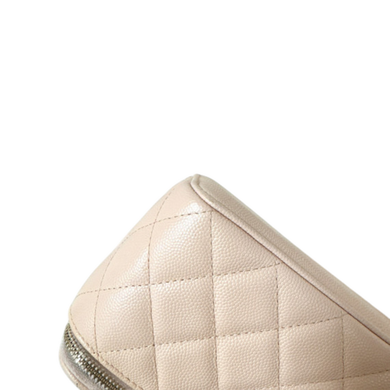 Vanity Case With Chain Small Caviar Quilted Light Beige LGHW