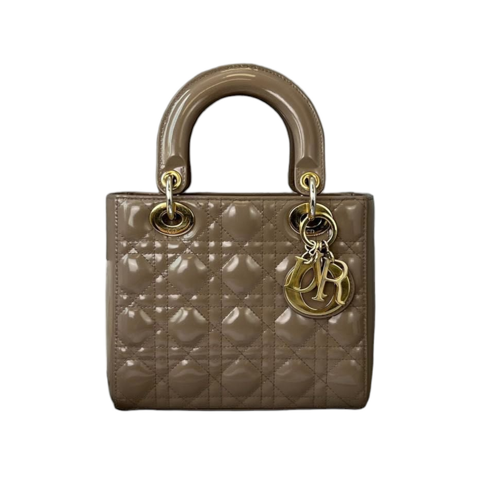Lady Dior Small Beige Patent GHW