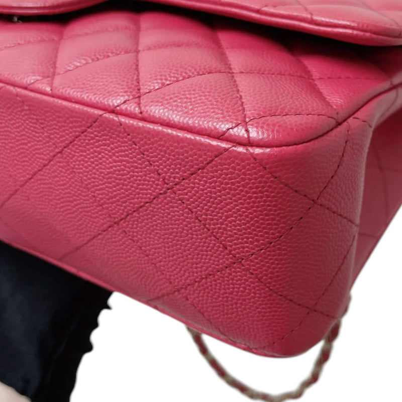 Double Flap Medium Caviar Quilted Dark Pink GHW