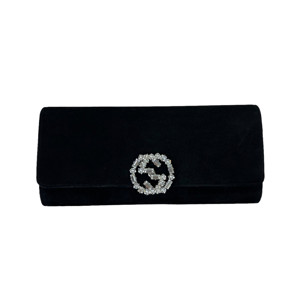 Broadway Suede Clutch Black SHW