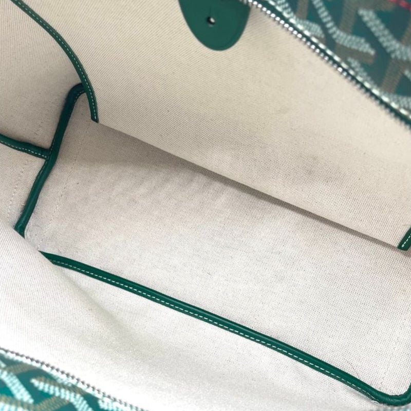 Goyard White/Green Goyardine Coated Canvas and Leather Saint Louis PM Tote