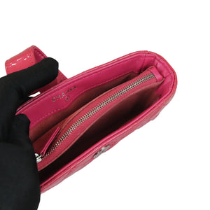 Quilted Coin Case Wallet Patent Pink SHW