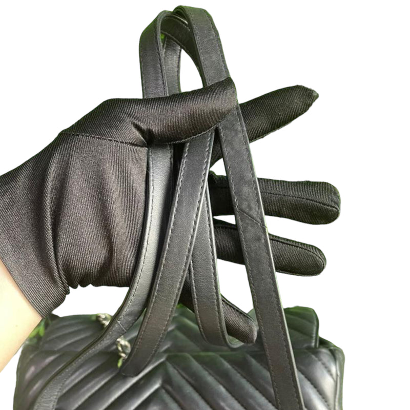 Medium Urban Spirit Backpack Chevron Lambskin Black SHW