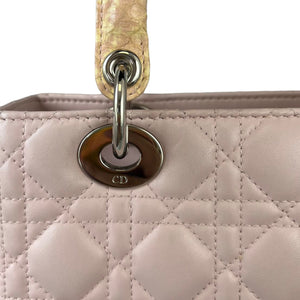 Limited Edition Cannage Lady Dior Medium Python Handle Light Pink GHW