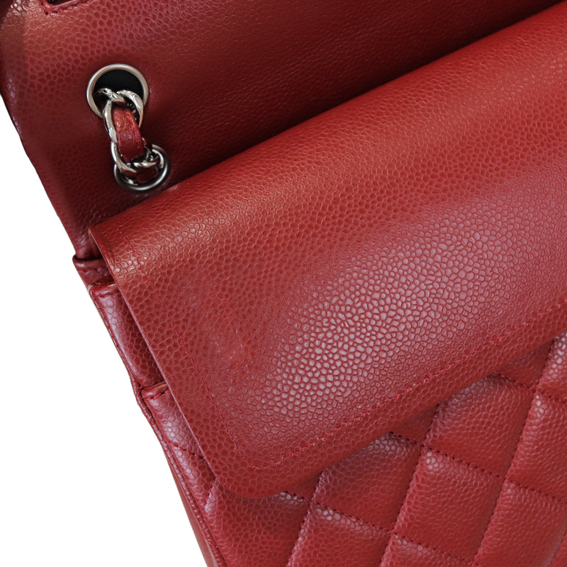 Classic Double Flap Jumbo Caviar Red SHW