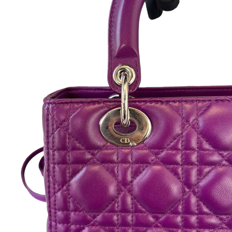 Lady Dior Medium Lambskin Purple SHW