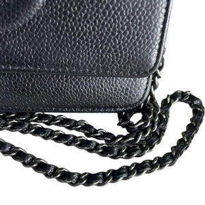 CC Caviar Flap WOC Black SHW