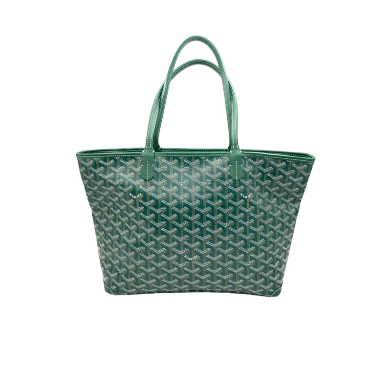 Goyard Green Chevron Print Coated Canvas Artois MM Tote Bag