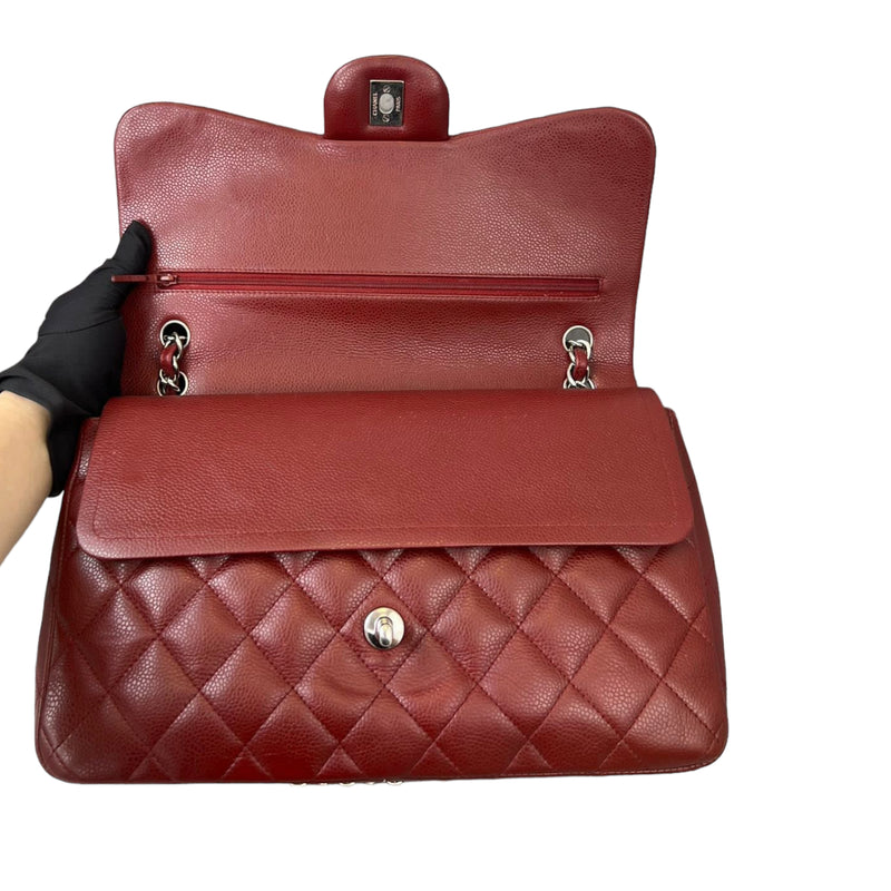 Classic Double Flap Jumbo Caviar Red SHW