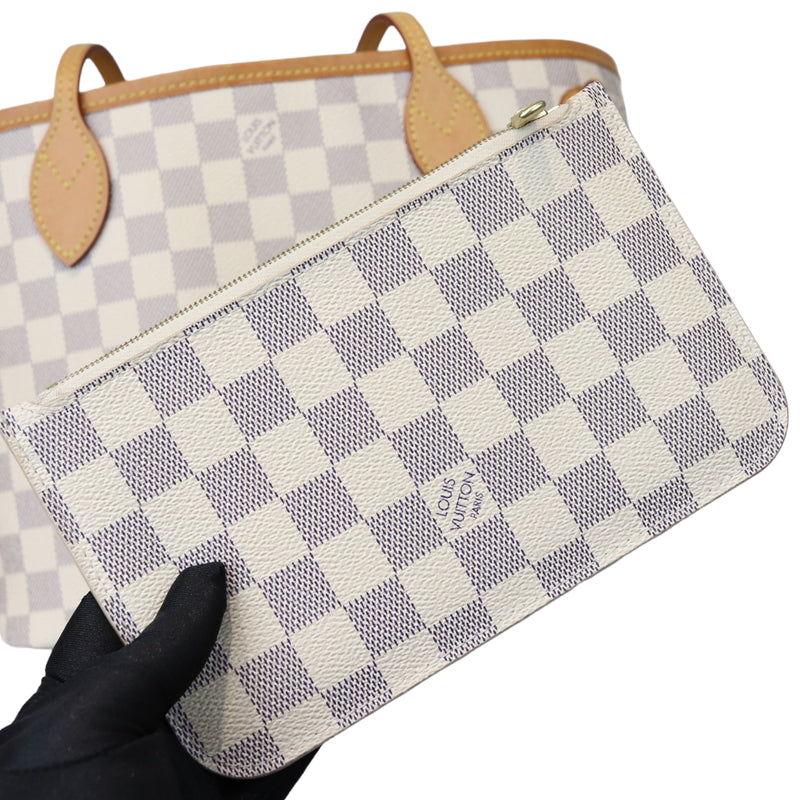 Neverfull PM Damier Azure Canvas White GHW