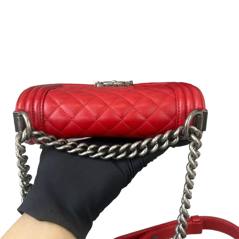 Small Boy Lambskin Red GHW