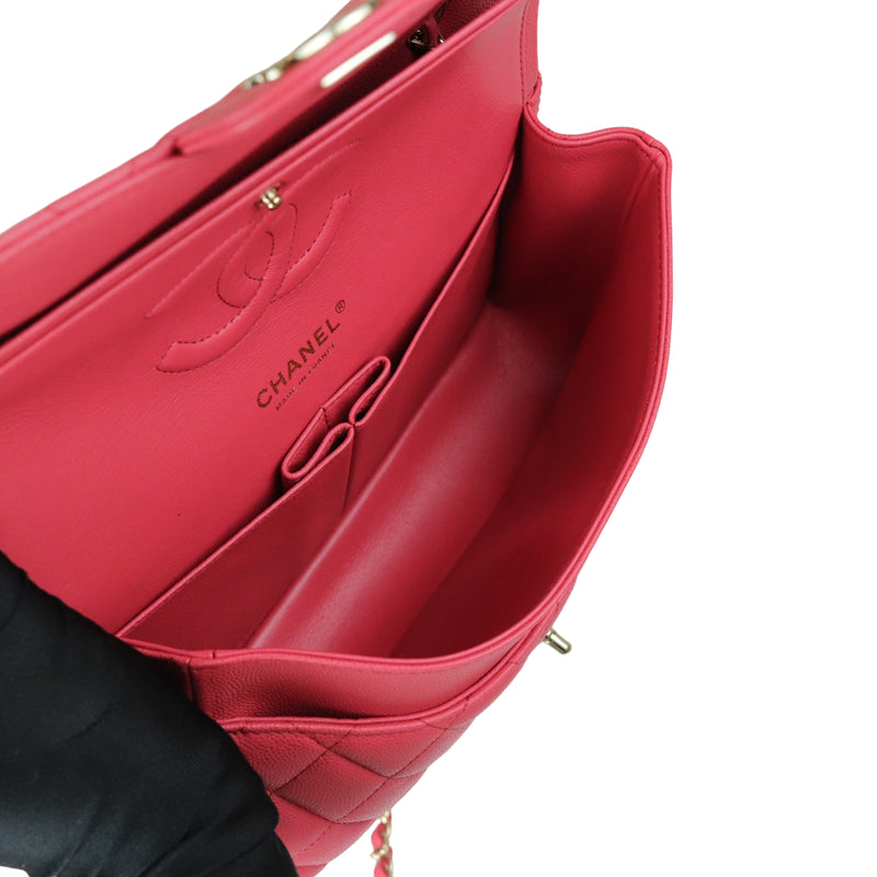 Medium Classic Double Flap Caviar Pink GHW