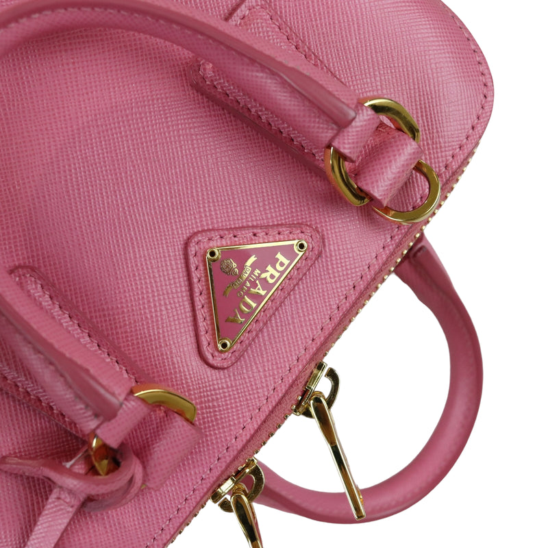 PRADA Promenade Mini Saffiano Leather Satchel Bag Pink