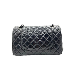 Medium Double Flap Calfskin Black SHW