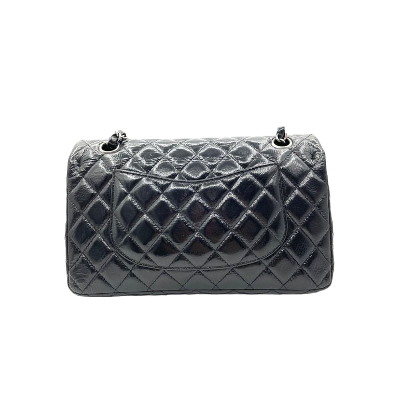 Medium Double Flap Calfskin Black SHW