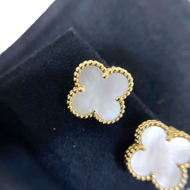 Vintage Alhambra earrings Mother of Pearl 18K Gold