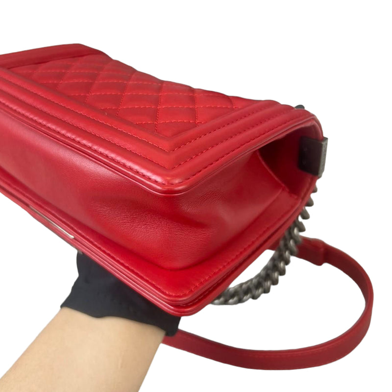 Small Boy Lambskin Red GHW