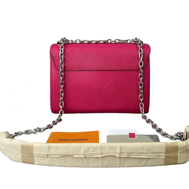 LOUIS VUITTON Pink EPI Woc Portefeuille Twist Silver Chain Wallet Flap  Cross Bag