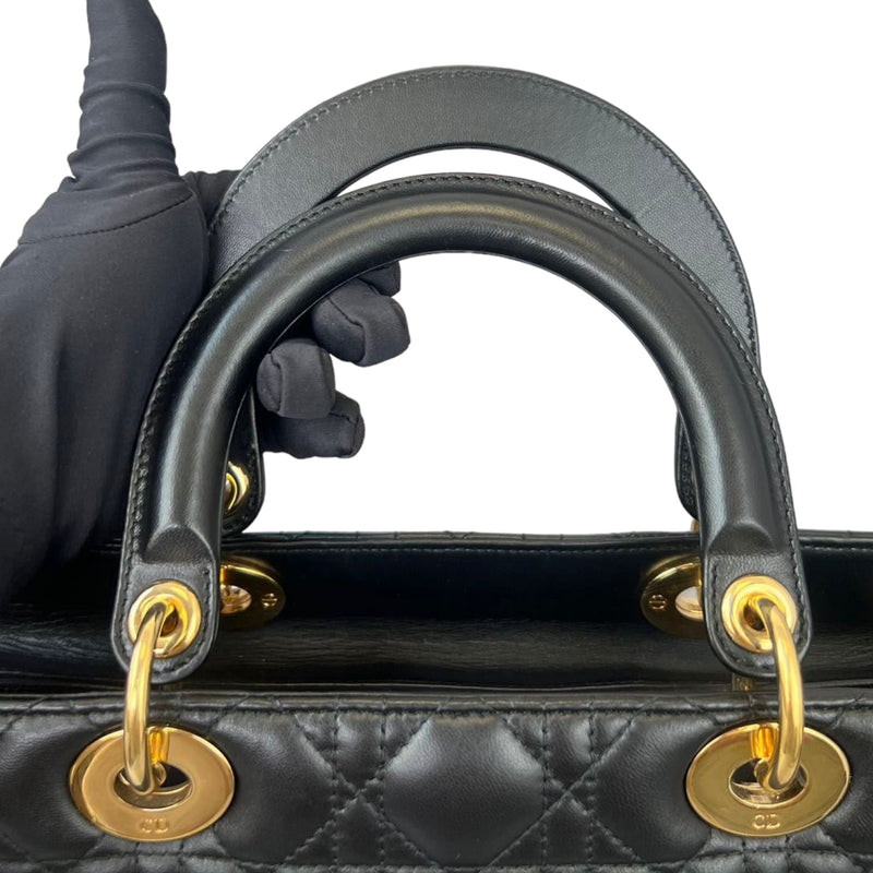 Large Lady Dior Lambskin Black GHW