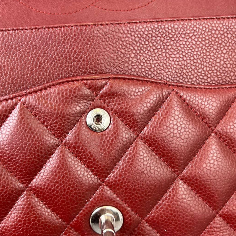 Classic Double Flap Jumbo Caviar Red SHW