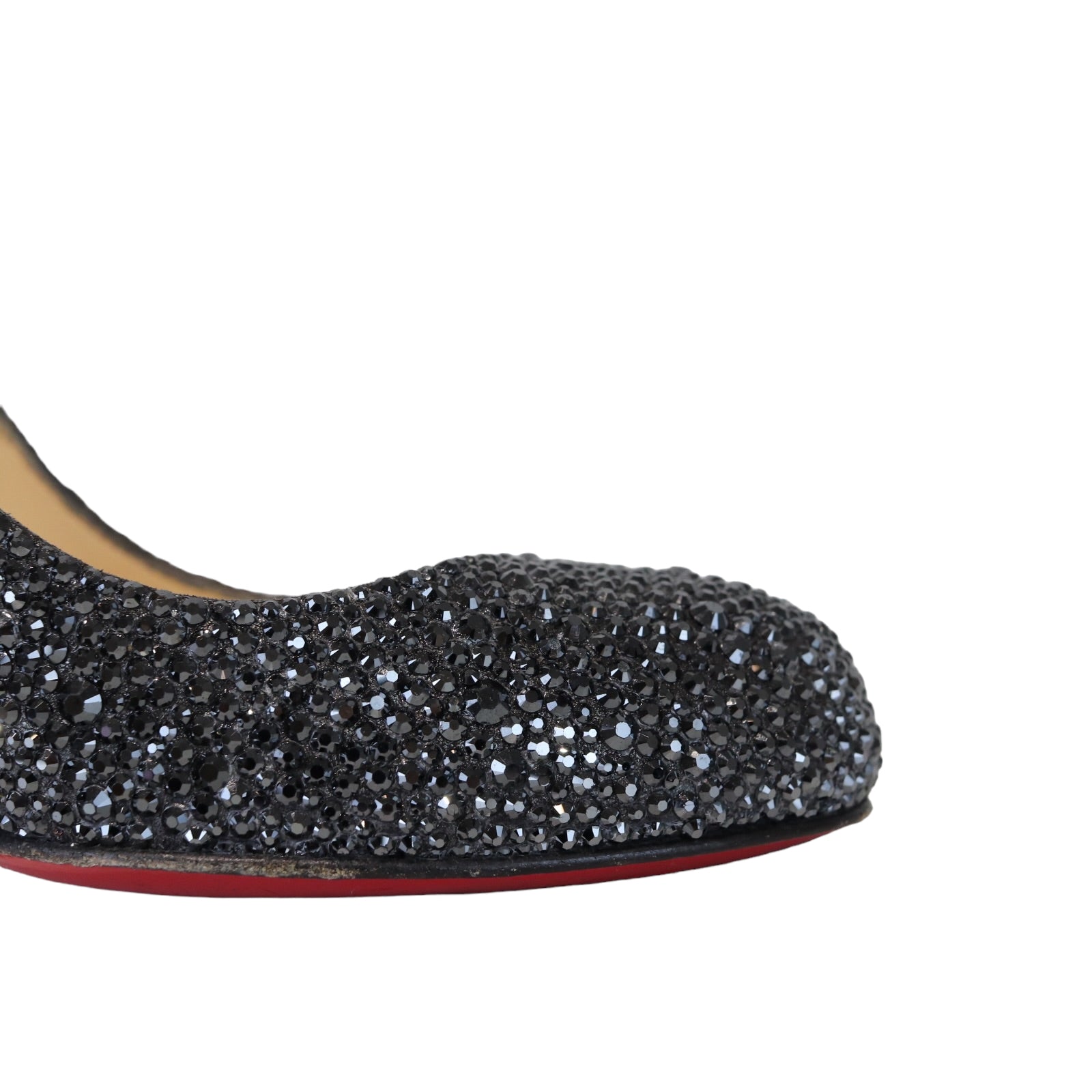 Christian Louboutin グレージュ シンプルパンプ37.5 Christian Louboutin Silver Suede Strass Crystals Fifi 100