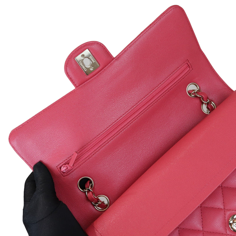 Medium Classic Double Flap Caviar Pink GHW