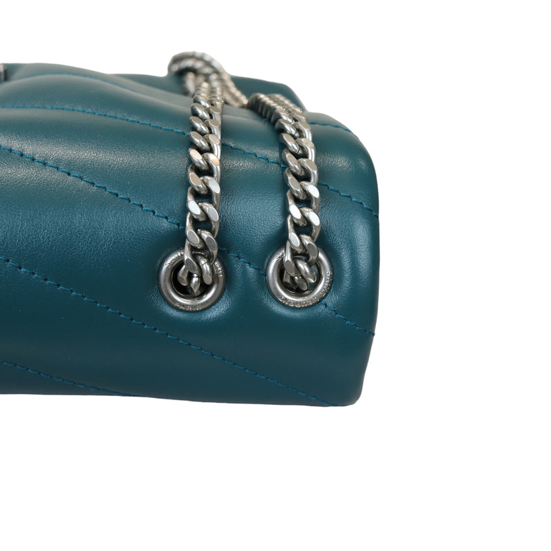 Loulou Matelassé Calfskin Small Teal SHW