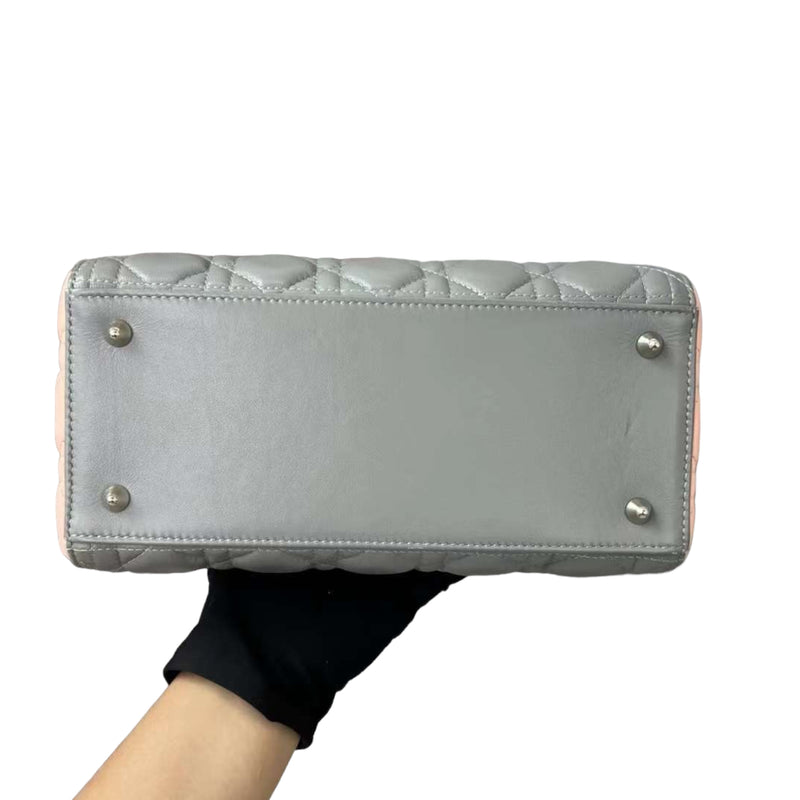 Medium Tri-Color Lady Dior Pink Grey Burgundy SHW