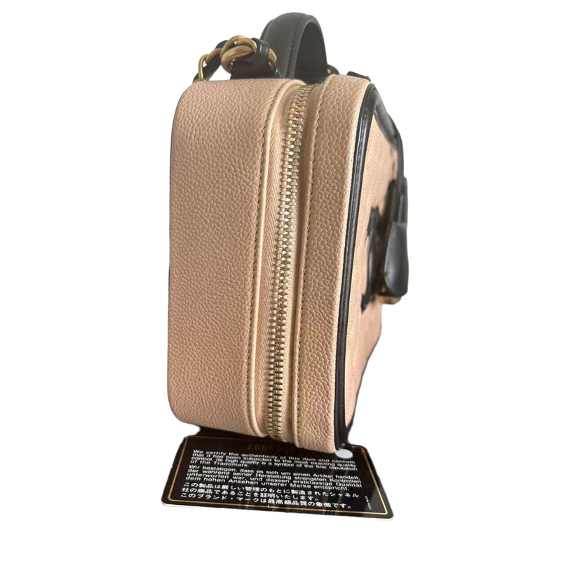 CC Medium Caviar Quilted Vanity Case Beige GHW