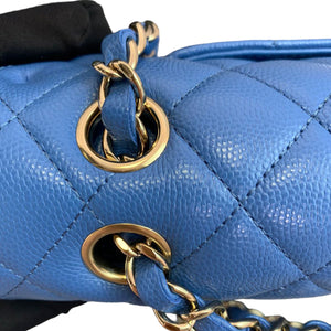 Classic Double Flap Caviar Medium Blue GHW