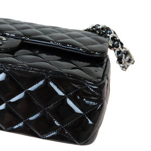 Double Flap Jumbo Quilted Patent Black SHW