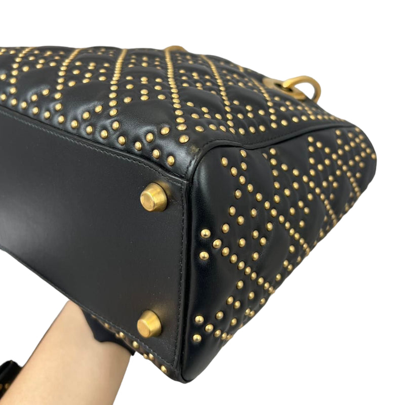 Studded Supple Lady Dior Medium Black GHW