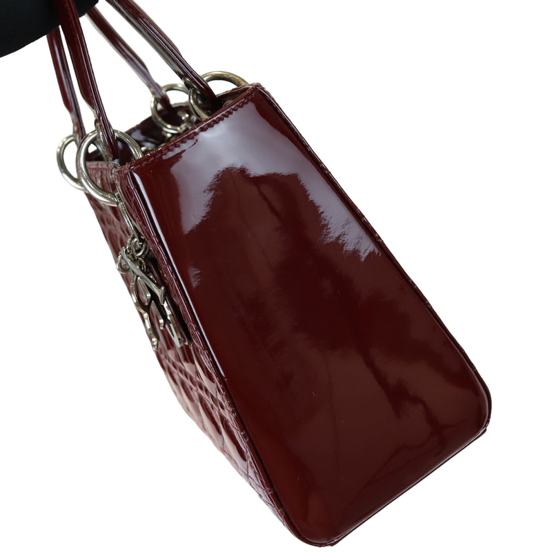 Lady Dior Medium Patent Burgundy SHW