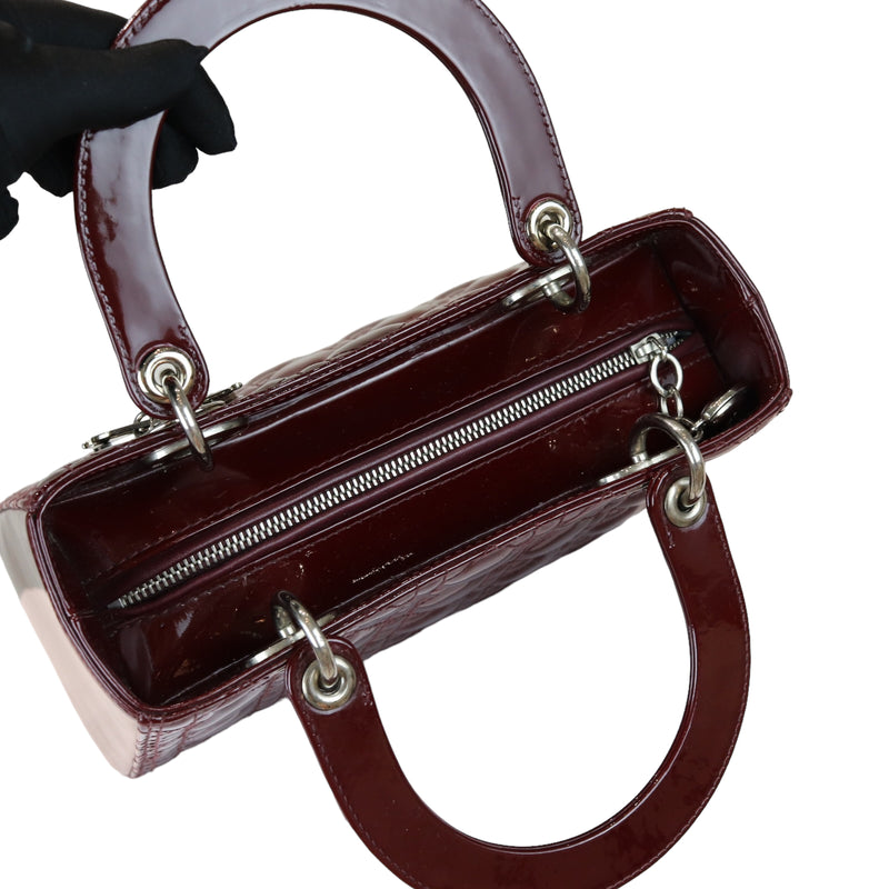Lady Dior Medium Patent Burgundy SHW