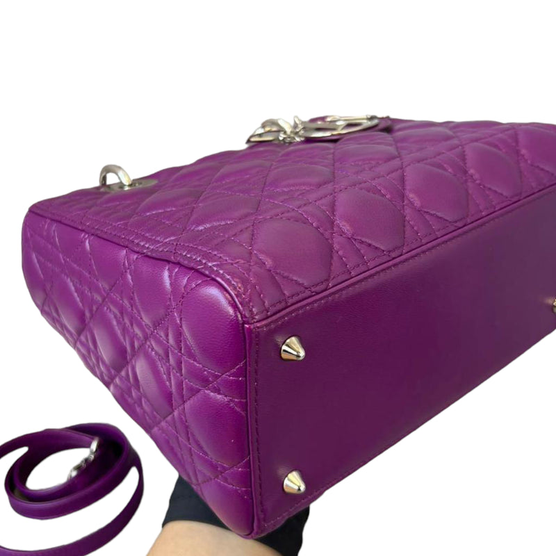 Christian Dior Purple Cannage Quilted Patent Leather Medium Lady Dior Bag   Yoogis Closet