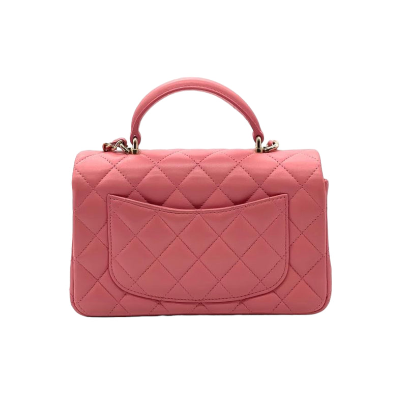 CHANEL RARE Pink Fuchsia GHW Quilted Vanity Metal Top Handle Chain Bag