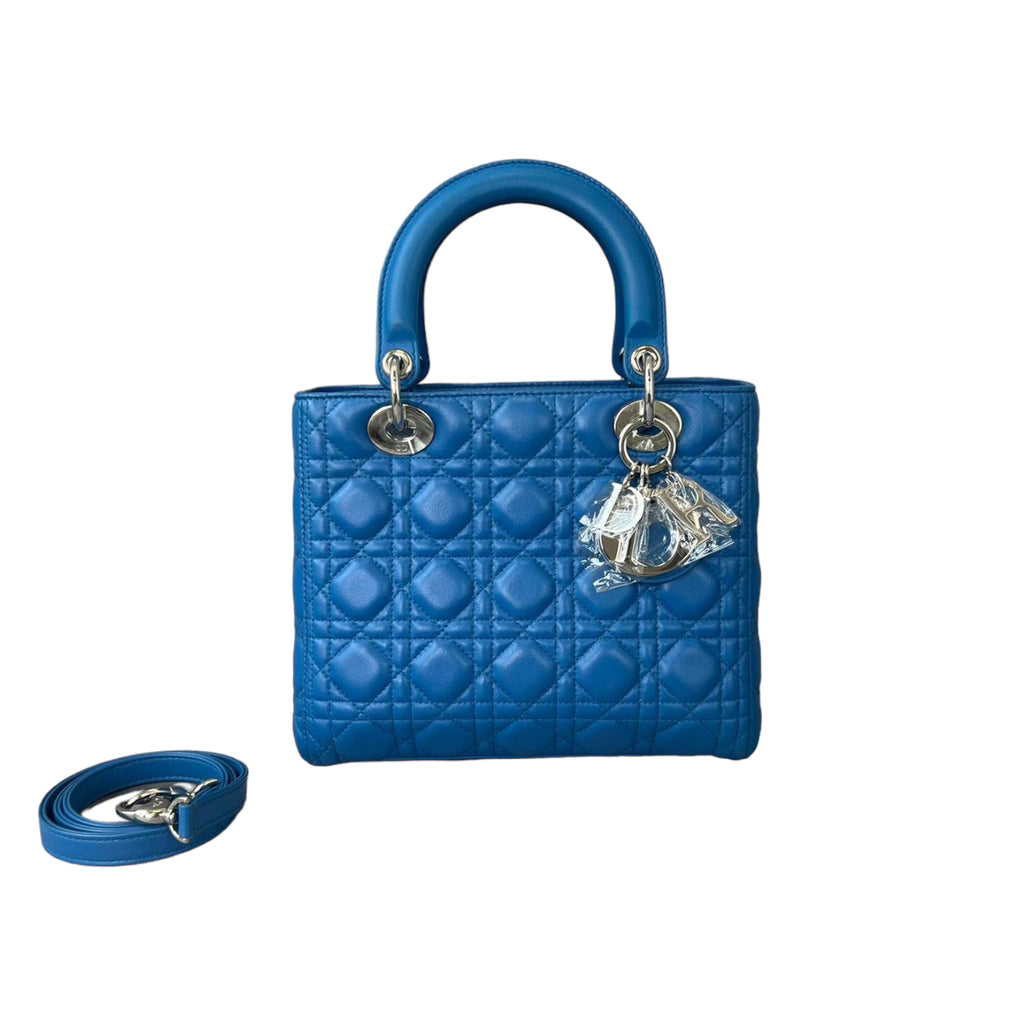 Lady Dior Medium Blue Lambskin SHW