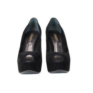 Peep Toe Pump Black Suede GHW 36