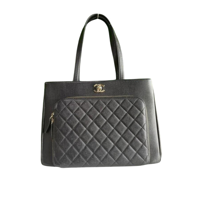 Business Affinity Shopping Tote Caviar Black GHW